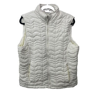 Jane Ashley Women's Quilted Ivory Vest Jacket Sleeveless W‎ Pockets Full Zip 1X